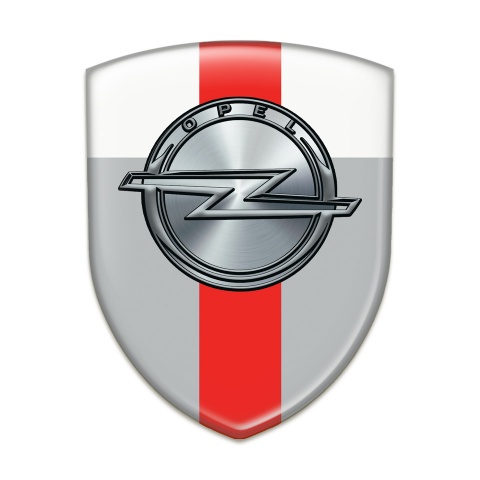 Opel Emblem Badge Logo Gray White with Red band Design 