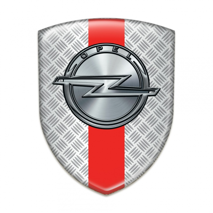 Opel Self Adhesive Emblem Logo Grid Effect with Red Band Design 