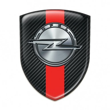 Opel Domed Emblem Black Carbon with Red Band Design 