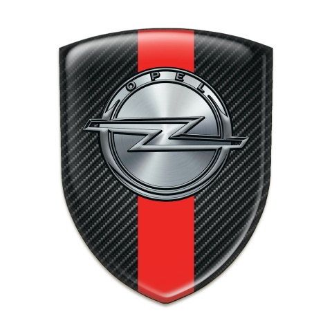 Opel Domed Emblem Black Carbon with Red Band Design 