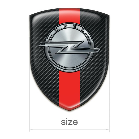 Opel Domed Emblem Black Carbon with Red Band Design 