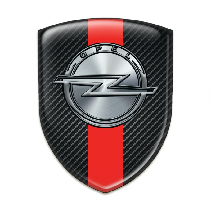Opel Domed Emblem Black Carbon with Red Band Design 