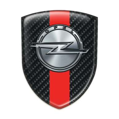 Opel Resin Sticker Dark Carbon with Red Band Design 