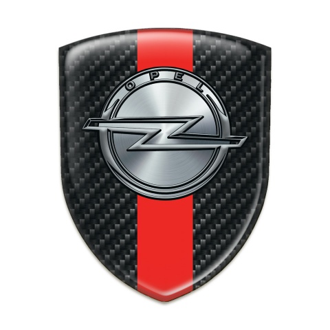 Opel Resin Sticker Dark Carbon with Red Band Design 
