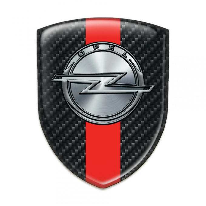 Opel Resin Sticker Dark Carbon with Red Band Design 