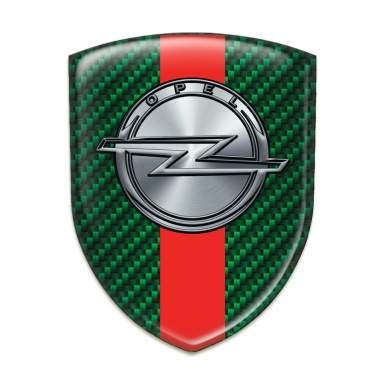 Opel 3D Gel Emblem Green Carbon with Red Band Design 