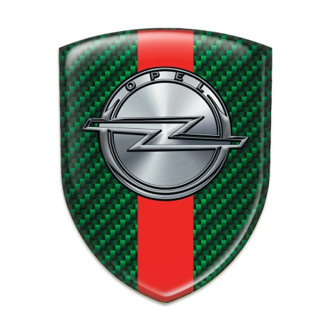 Opel 3D Gel Emblem Green Carbon with Red Band Design 