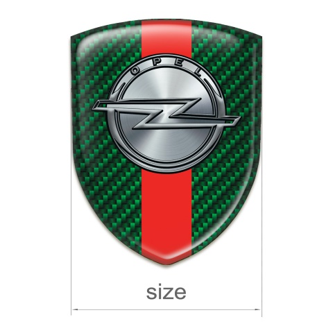 Opel 3D Gel Emblem Green Carbon with Red Band Design 