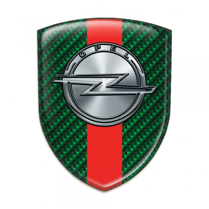 Opel 3D Gel Emblem Green Carbon with Red Band Design 