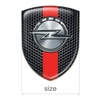 Opel Emblem Interior Perforated Steel with Red carbon design 