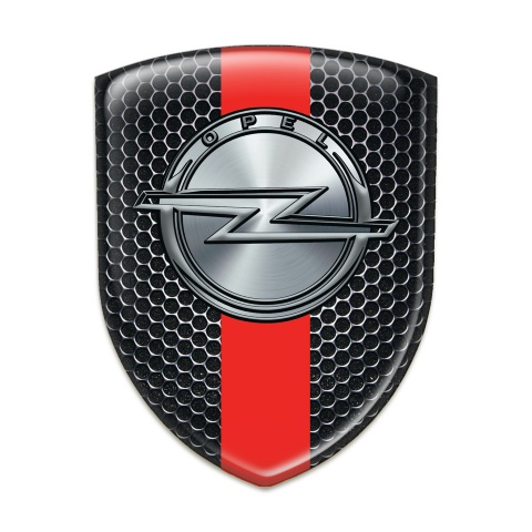 Opel Emblem Interior Perforated Steel with Red carbon design 