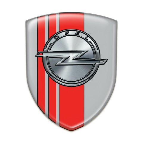 Opel Self Adhesive Car logo Emblem Gray with Red Tapes Style 