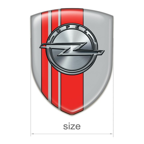 Opel Self Adhesive Car logo Emblem Gray with Red Tapes Style 