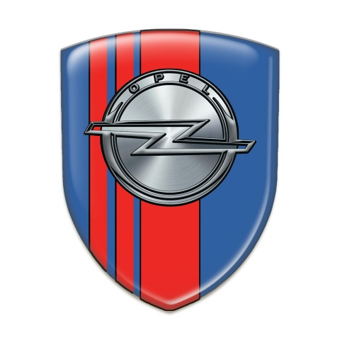 Opel Silicone Car Decal Badge Blue with Red tapes Style 