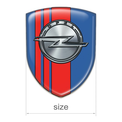 Opel Silicone Car Decal Badge Blue with Red tapes Style 