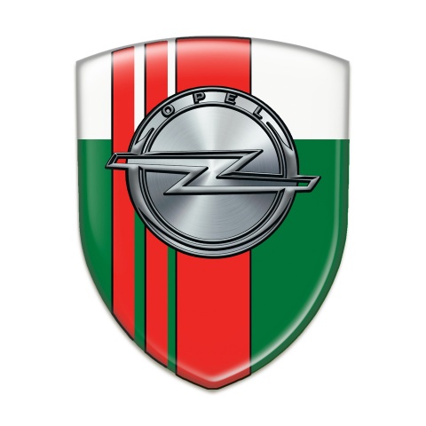 Opel Auto Emblem Green White with Red Tapes Style 