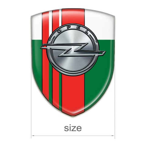Opel Auto Emblem Green White with Red Tapes Style 