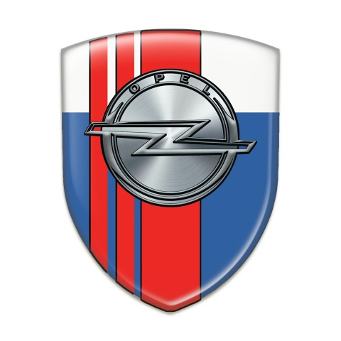 Opel Emblem Badge Logo Blue White with Red Tapes Style 