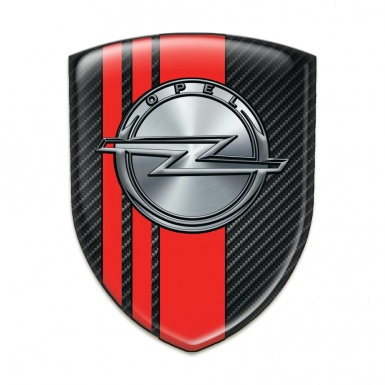 Opel Self Adhesive Emblem Logo Black Carbon with Red Bands Style 