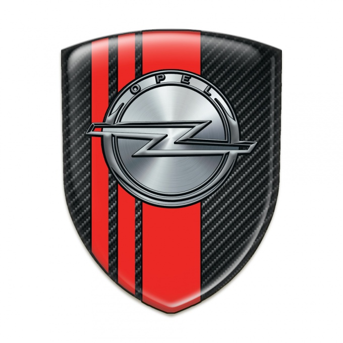 Opel Self Adhesive Emblem Logo Black Carbon with Red Bands Style 