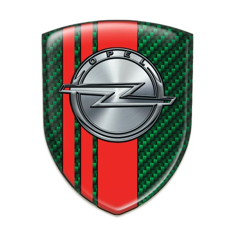 Opel Domed Emblem Green Carbon with Red bands Style 