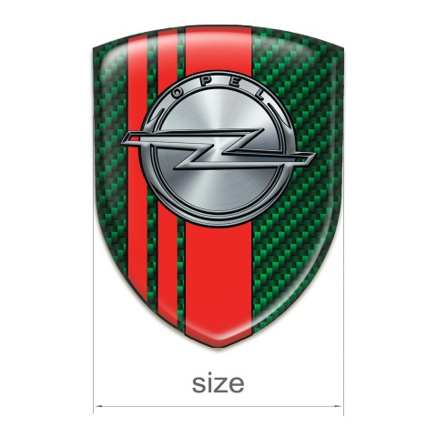 Opel Domed Emblem Green Carbon with Red bands Style 