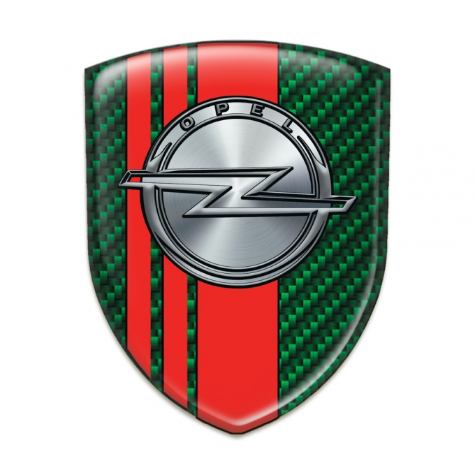 Opel Domed Emblem Green Carbon with Red bands Style 