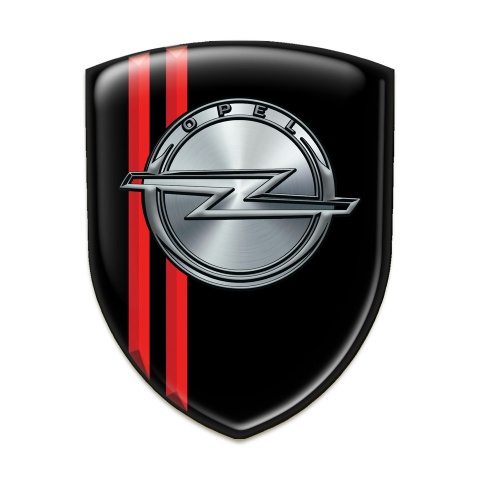 Opel Silicone Emblem Black with Red Lines Style 