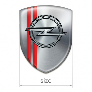 Opel Resin Sticker Silver with Red Lines style 
