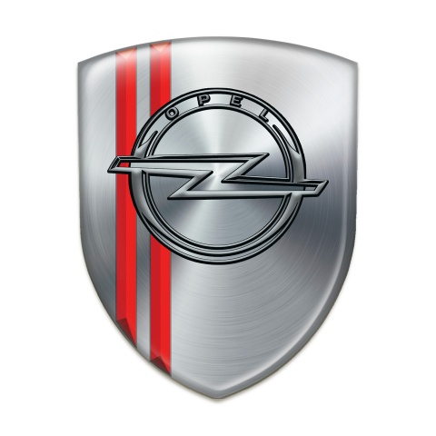 Opel Resin Sticker Silver with Red Lines style 