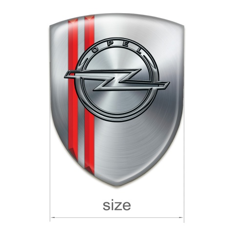 Opel Resin Sticker Silver with Red Lines style 