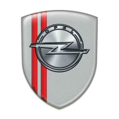 Opel 3D Gel Emblem Gray with Red Lines style 