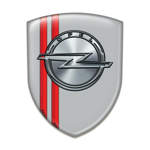 Opel 3D Gel Emblem Gray with Red Lines style 