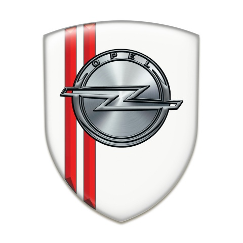 Opel Tuning Badge White Design with Red Lines 