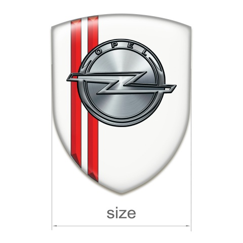 Opel Tuning Badge White Design with Red Lines 