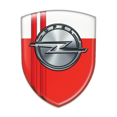 Opel Self Adhesive Car logo Emblem Red White with Red Lines style 