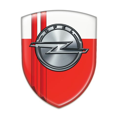 Opel Self Adhesive Car logo Emblem Red White with Red Lines style 