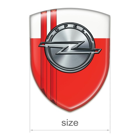 Opel Self Adhesive Car logo Emblem Red White with Red Lines style 