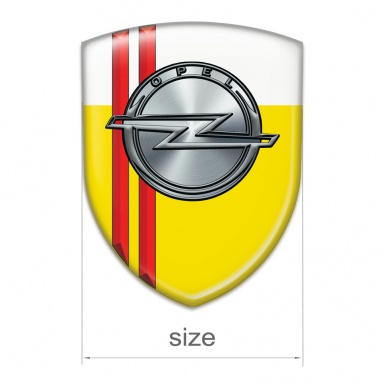 Opel Silicone Car Decal Badge Yellow White with Red Lines