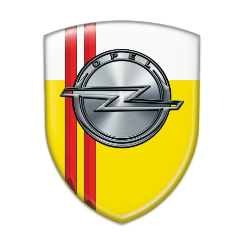 Opel Silicone Car Decal Badge Yellow White with Red Lines