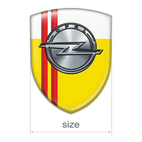 Opel Silicone Car Decal Badge Yellow White with Red Lines