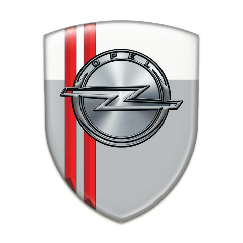 Opel Silicone Badge Gray White with red Lines Style 