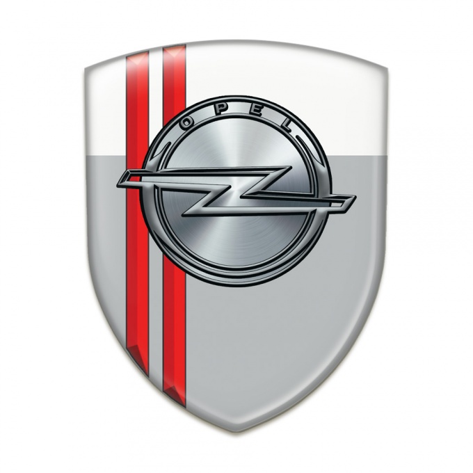 Opel Silicone Badge Gray White with red Lines Style 