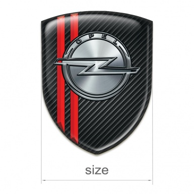 Opel Logo Emblem Stylish Black Carbon with Red Lines Style 