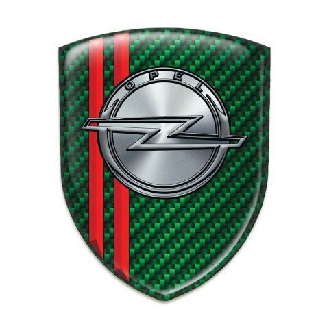 Opel Tuning Emblem Green Carbon with Red Lines 