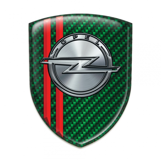 Opel Tuning Emblem Green Carbon with Red Lines 