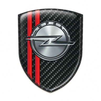Opel Self Adhesive Emblem Logo Dark Carbon Red Lines 