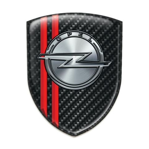 Opel Self Adhesive Emblem Logo Dark Carbon Red Lines 