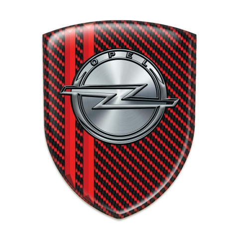Opel Domed Emblem Red Carbon with Red Lines Style 