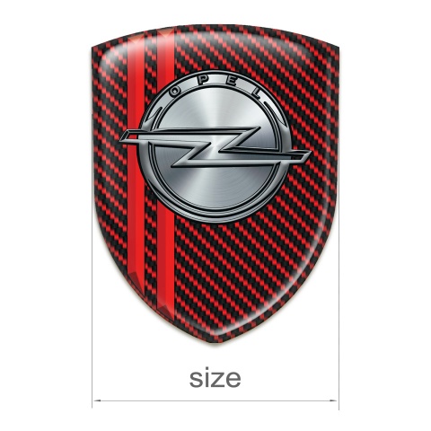 Opel Domed Emblem Red Carbon with Red Lines Style 